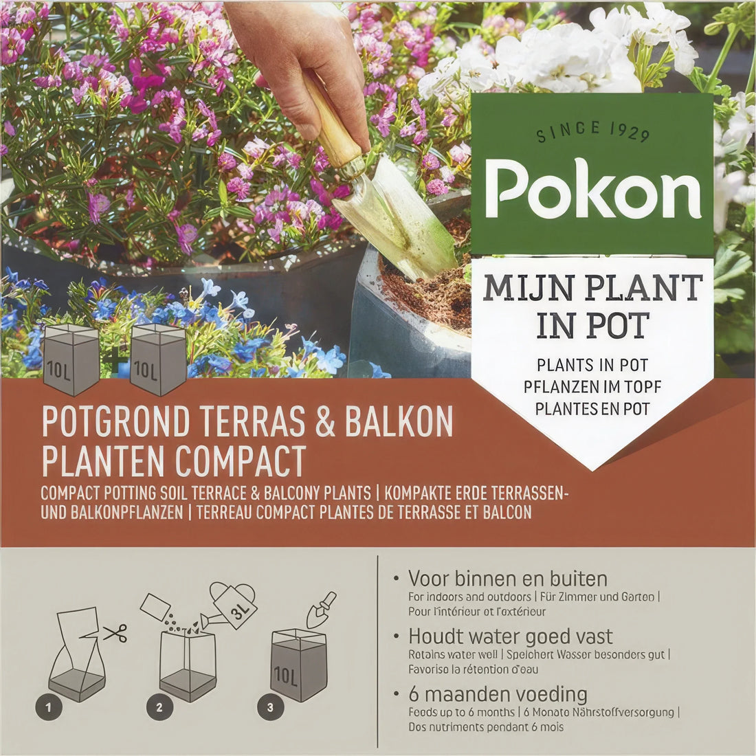 Pokon Terrassenpflanzen Kokoserde 20L, ideal für Balkonkästen; sicher für Haustiere, ungiftig für Katzen und Hunde.