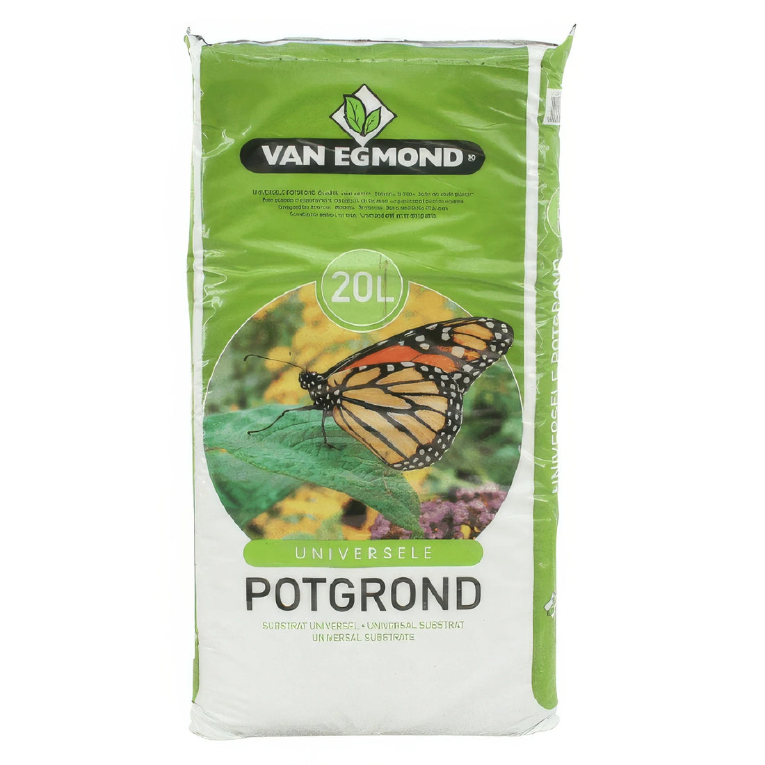 Van Egmond Universal Blumenerde 20L in modernem Topf, sicher für Katzen und Hunde, ideal für haustierfreundliche Pflanzen.